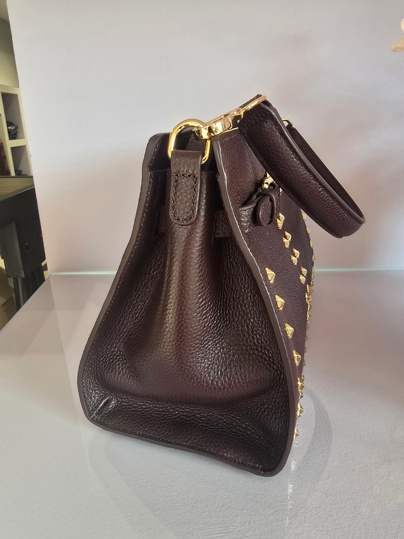 Shopper bag frivolous leather la carrie Dark Brown