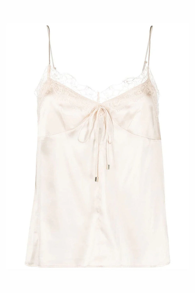 PINKO Tremante top lace trim pink